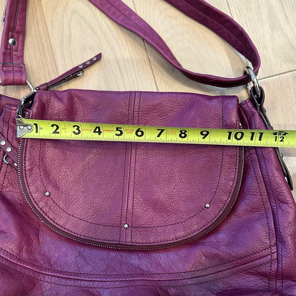 B Makowsky Purple Leather Hobo Style Convertible Satchel Purse - Picture 10 of 11
